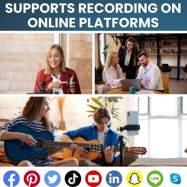 One by Two 3 in 1 Lavalier Noise Reduction Wireless Microphone for iPhone / iPad / Android / Camera