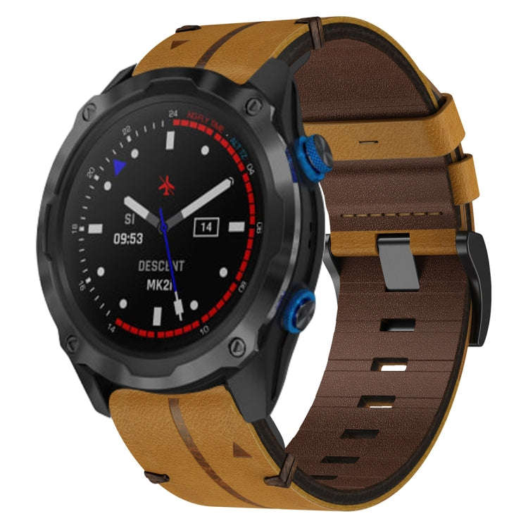 For Garmin Epix Pro 47mm Leather Textured 22mm Watch Band(Brown)