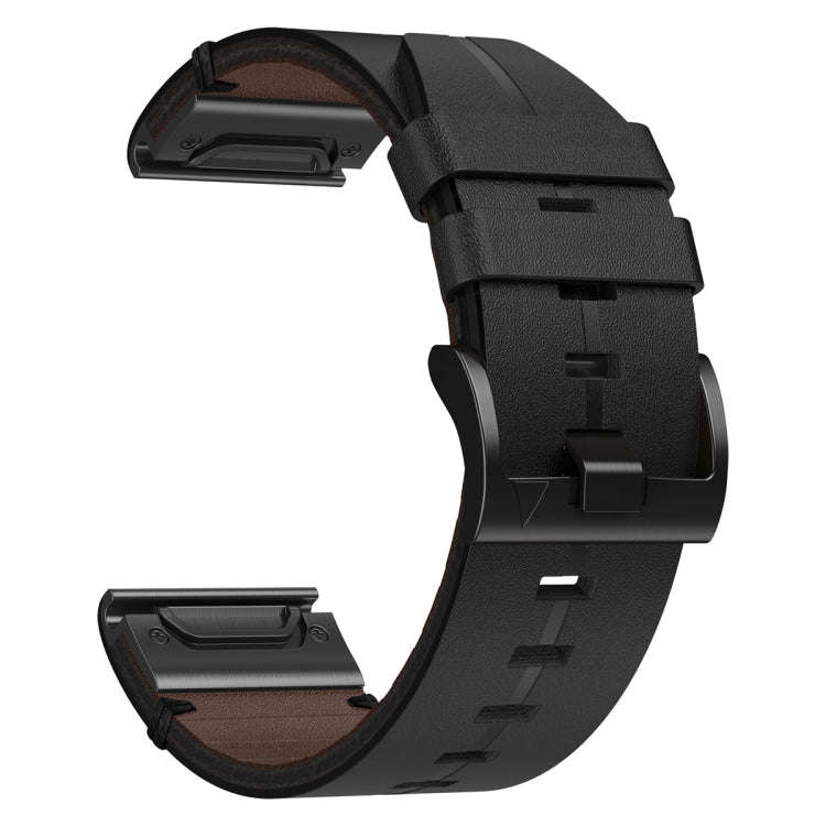 For Garmin MARQ Commander Leather Textured 22mm Watch Band(Black)