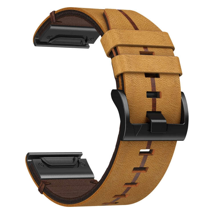 For Garmin Epix Pro 51mm Leather Textured 26mm Watch Band(Brown)