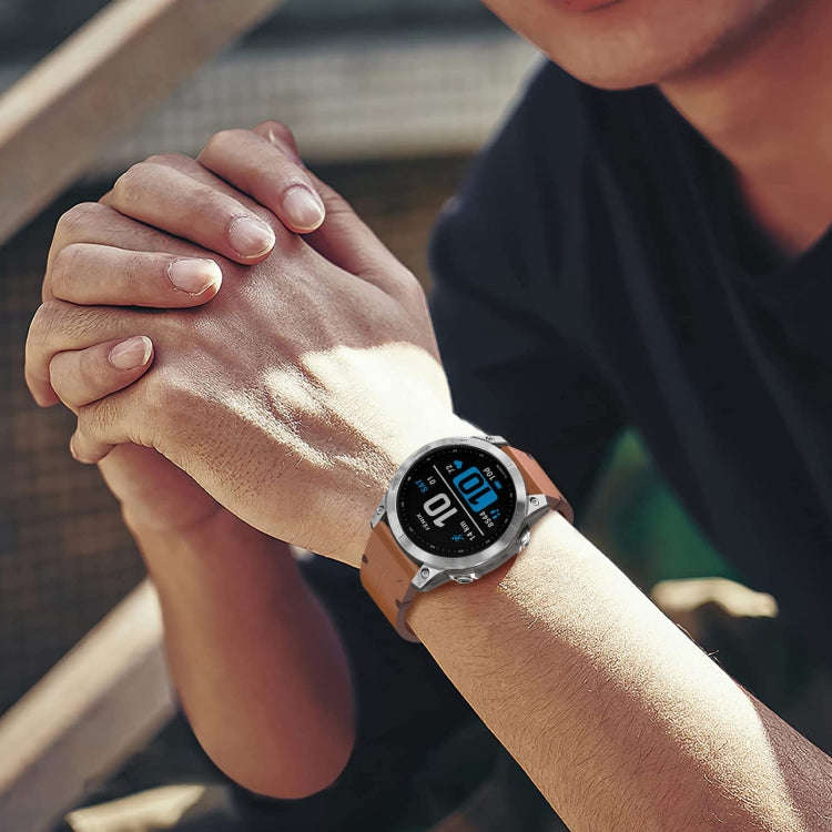 For Garmin Epix Pro 51mm Leather Textured 26mm Watch Band(Black)