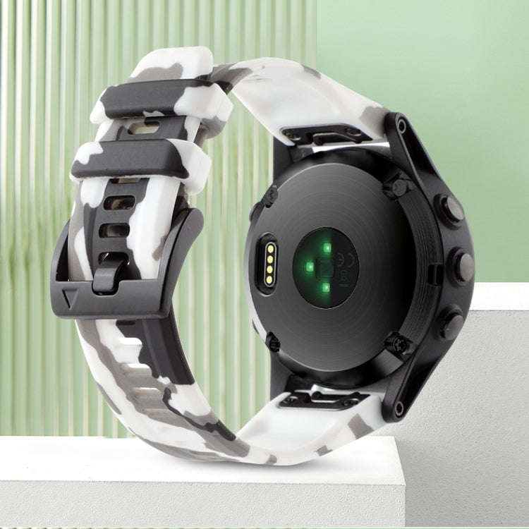 For Garmin Epix Pro 51mm Camouflage 26mm Silicone Watch Band(Camouflage White)