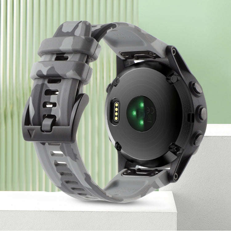 For Garmin Fenix 7X Solar Camouflage 26mm Silicone Watch Band(Camouflage Grey)