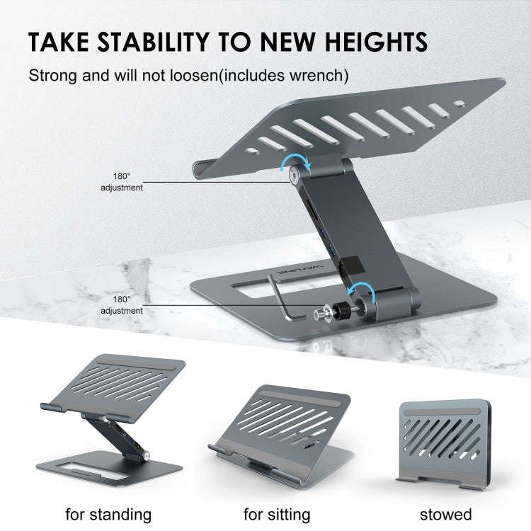 Wavlink UMD07 Adjustable Aluminum Ergonomic Portable Laptop Stand Type-C Docking Station