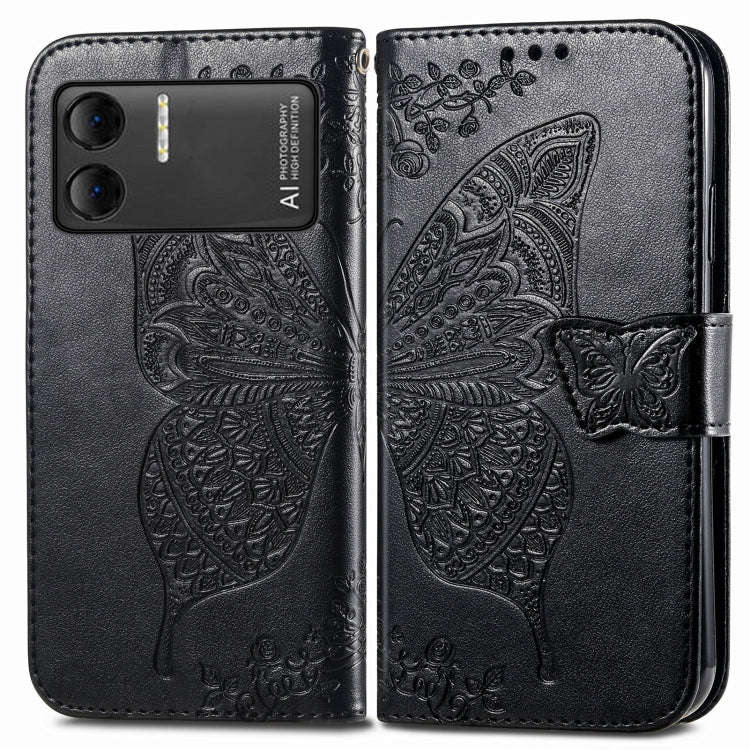 For DOOGEE X98 Pro / X98 Butterfly Love Flower Embossed Leather Phone Case(Black)