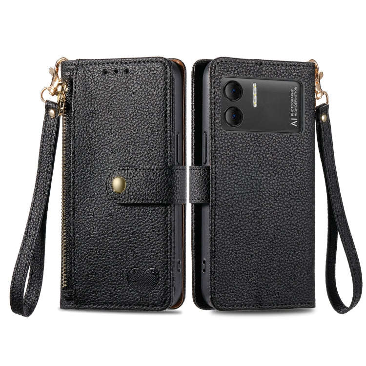 For DOOGEE X98 Pro / X98 Love Zipper Lanyard Leather Phone Case(Black)
