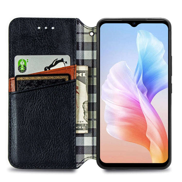 For DOOGEE X98 Pro / X98 Cubic Grid Pressed Magnetic Leather Phone Case(Black)
