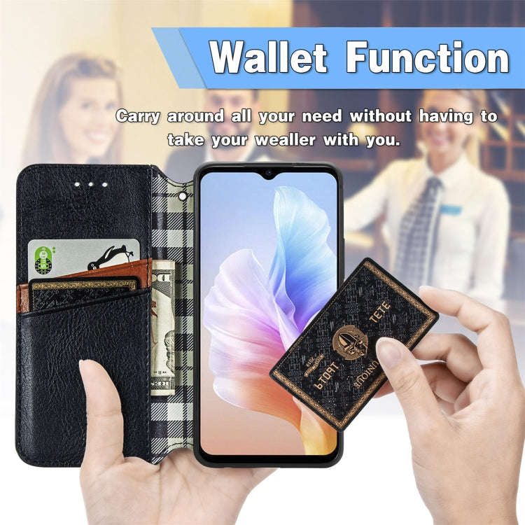 For DOOGEE X98 Pro / X98 Cubic Grid Pressed Magnetic Leather Phone Case(Black)