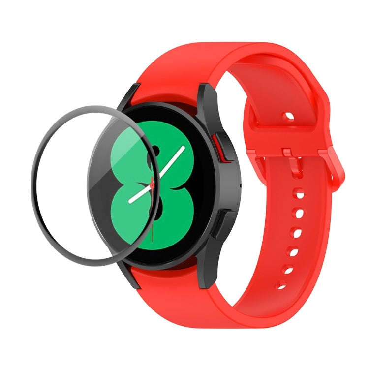 For Samsung Galaxy Watch4 40mm JUNSUNMAY Silicone Adjustable Strap + Full Coverage PMMA Screen Pr...