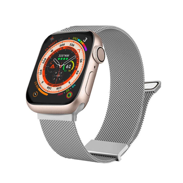 For Apple Watch 7 41mm Milan Double Magnetic Steel Mesh Watch Band(Silver)