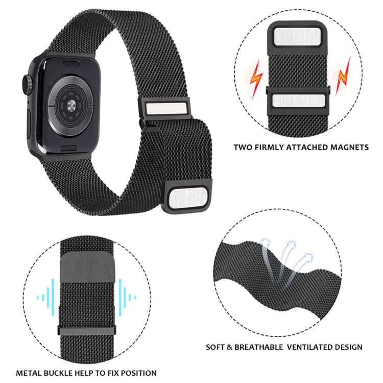 For Apple Watch 7 41mm Milan Double Magnetic Steel Mesh Watch Band(Silver)