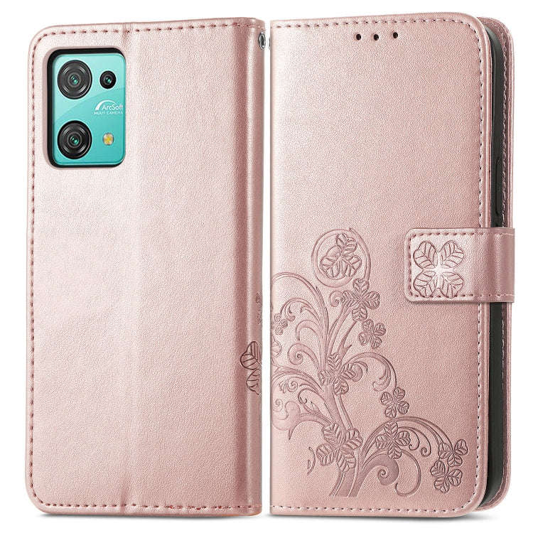 For Blackview Oscal C30 Pro Four-leaf Clasp Embossed Buckle Leather Phone Case(Rose Gold)