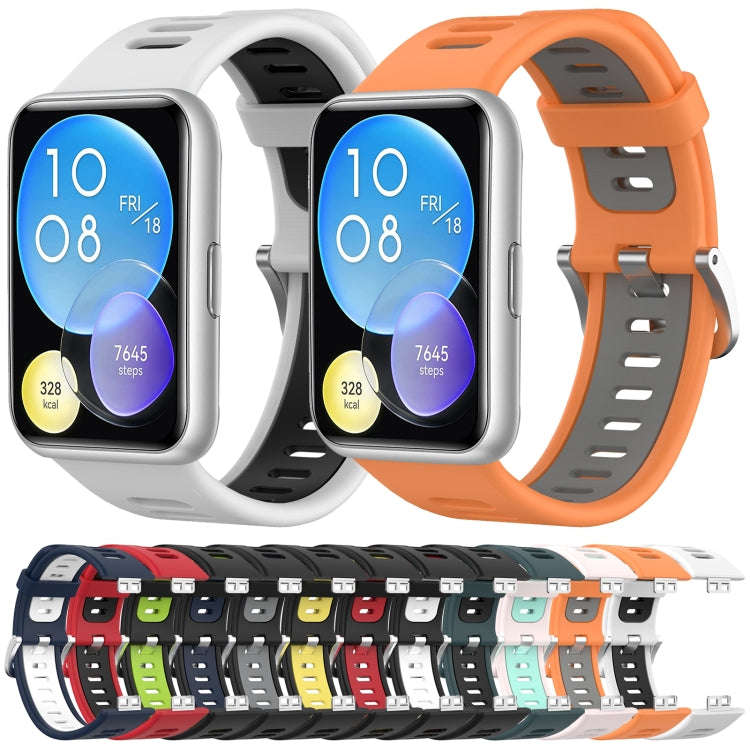 For Huawei Watch Fit Two-Color Silicone Watch Band(Red+Black)