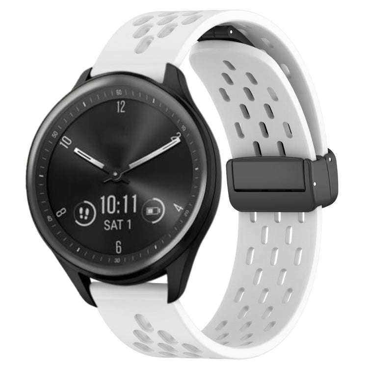 For Garmin Vivomove Sport 20mm Folding Magnetic Clasp Silicone Watch Band(White)