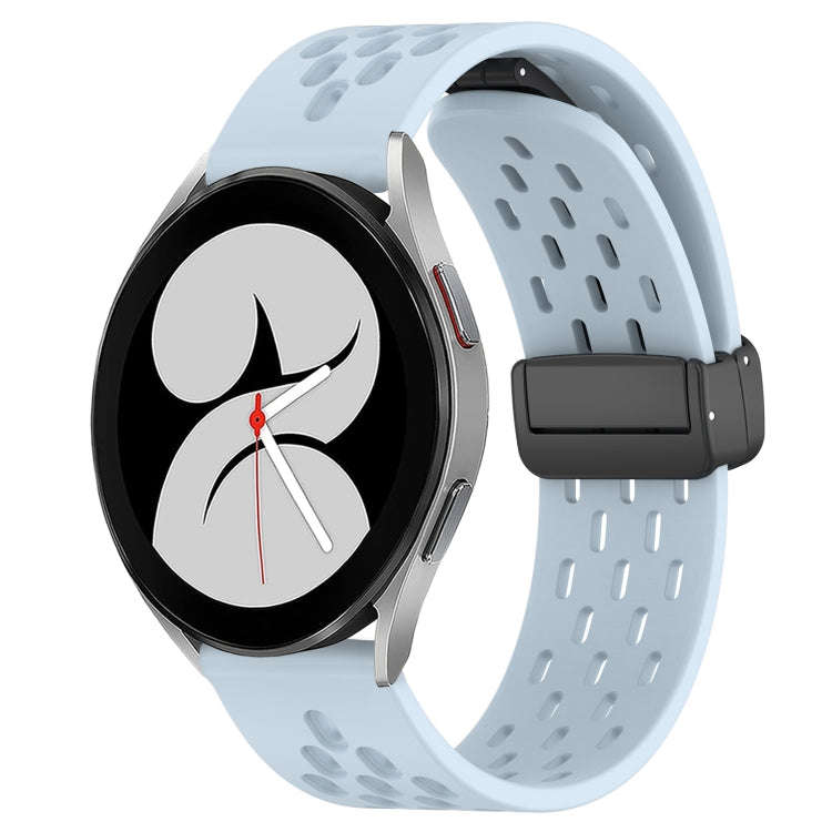 For Samsung Galaxy Watch 4 40mm 20mm Folding Magnetic Clasp Silicone Watch Band(Light Blue)