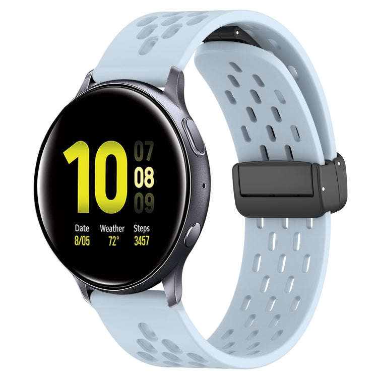 For Samsung Galaxy Watch Active 2 40mm 20mm Folding Magnetic Clasp Silicone Watch Band(Light Blue)