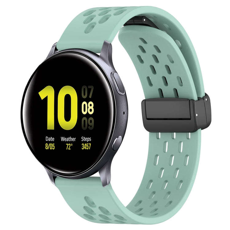 For Samsung Galaxy Watch Active 2 40mm 20mm Folding Magnetic Clasp Silicone Watch Band(Teal)