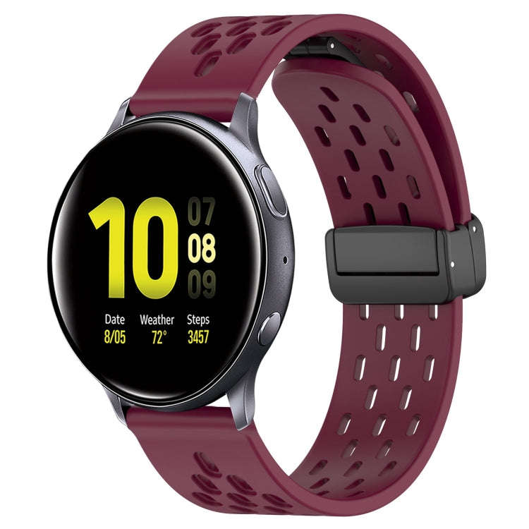 For Samsung Galaxy Watch Active 2 44mm 20mm Folding Magnetic Clasp Silicone Watch Band(Wine Red)