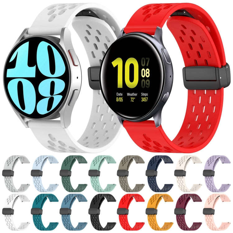 For Samsung Galaxy Watch 5  44mm 20mm Folding Magnetic Clasp Silicone Watch Band(Light Grey)