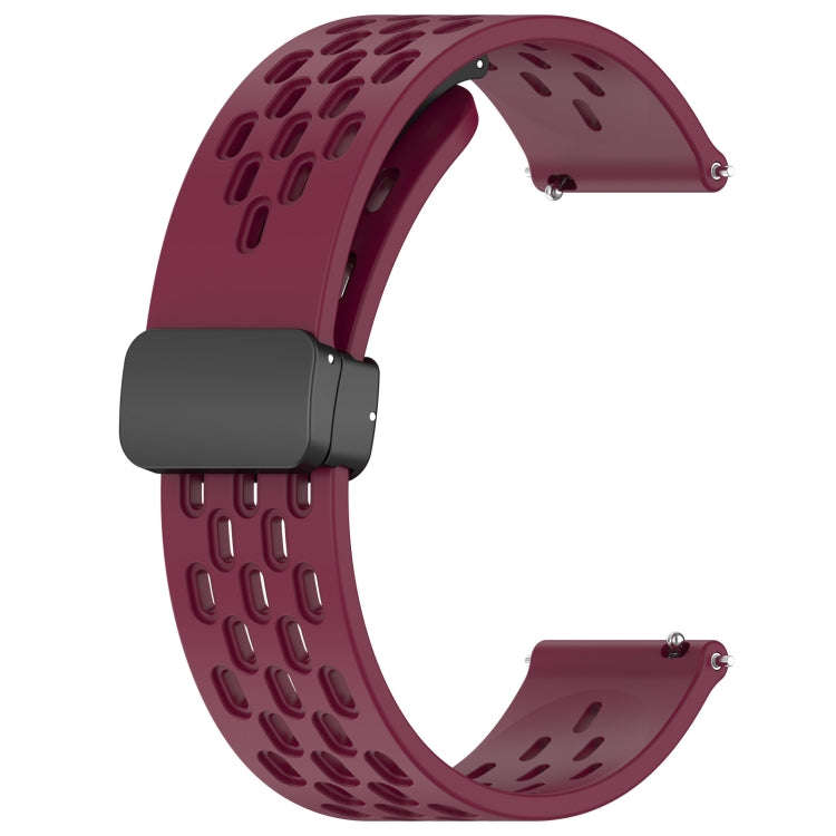 For Amazfit Pop Pro 20mm Folding Magnetic Clasp Silicone Watch Band(Burgundy)