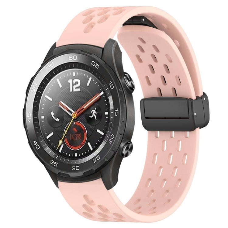 For Huawei Watch 2 20mm Folding Magnetic Clasp Silicone Watch Band(Pink)