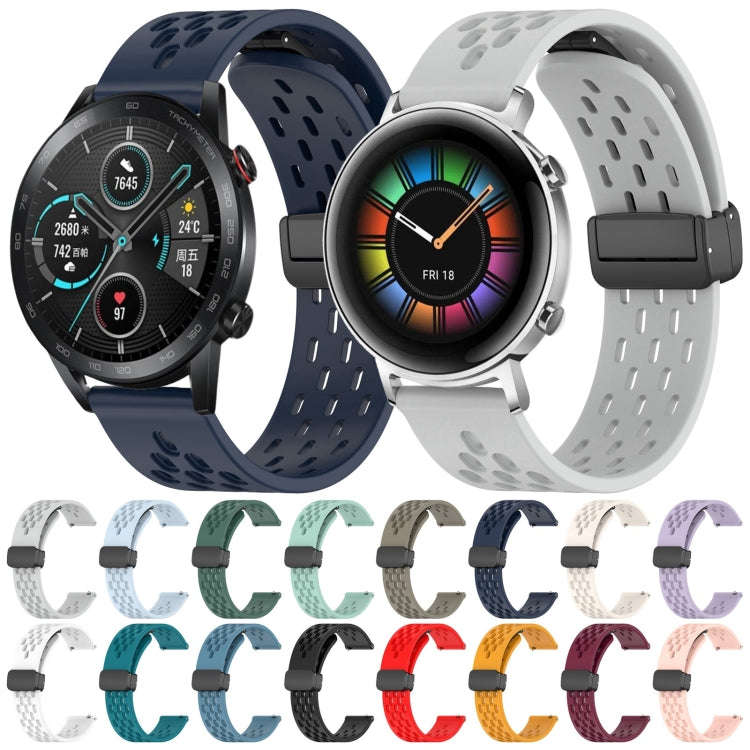 For Huawei Watch 2 20mm Folding Magnetic Clasp Silicone Watch Band(Dark Green)