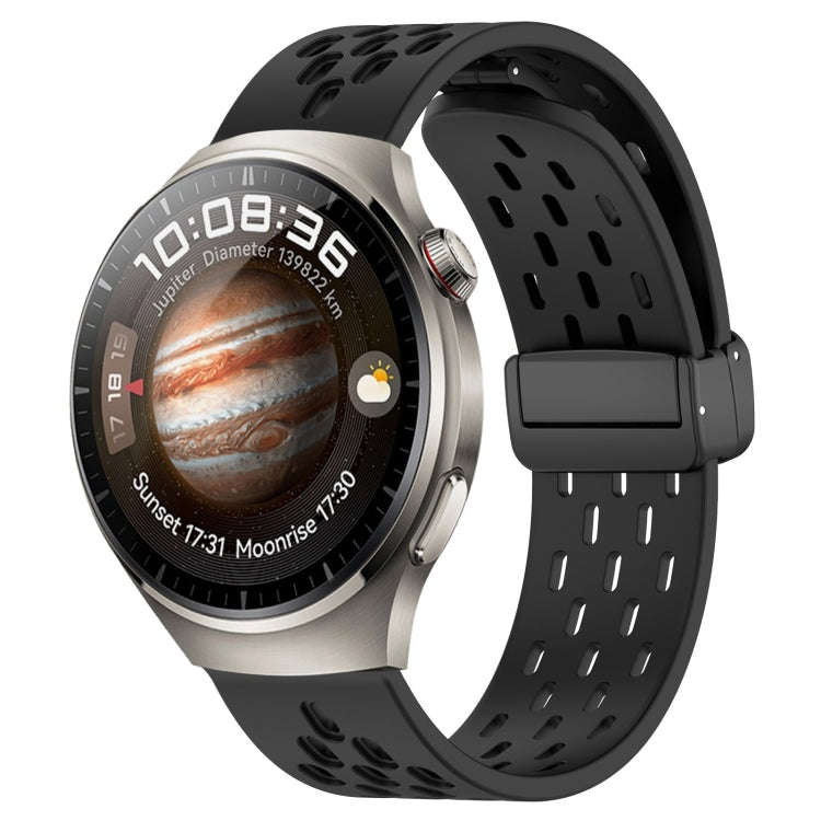 For Huawei Watch 4 Pro 22mm Folding Magnetic Clasp Silicone Watch Band(Black)