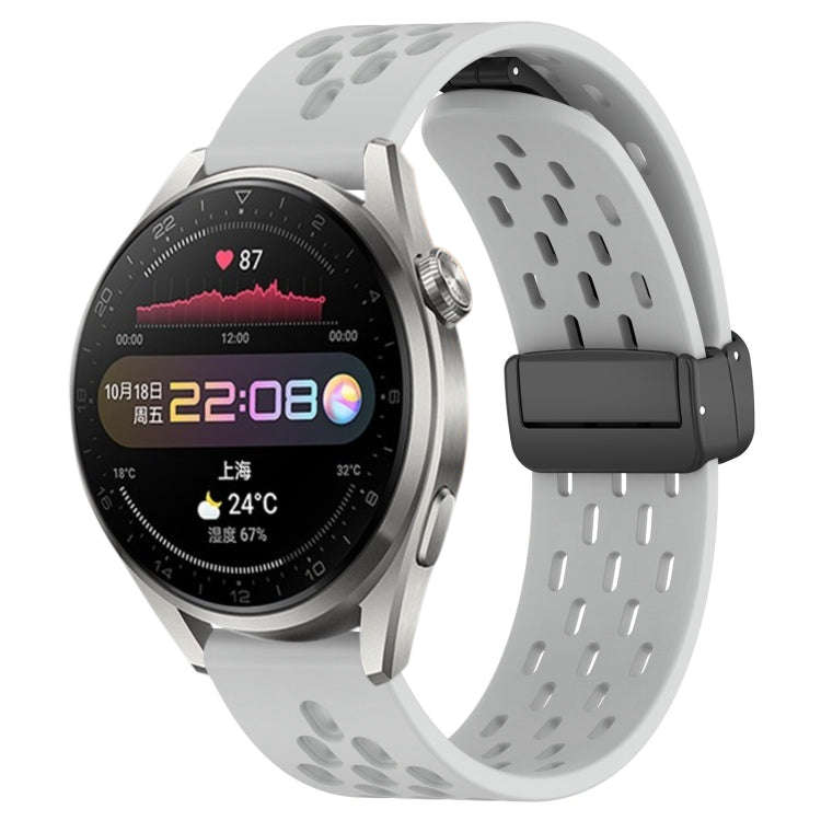 For Huawei Watch 3 Pro 22mm Folding Magnetic Clasp Silicone Watch Band(Light Grey)