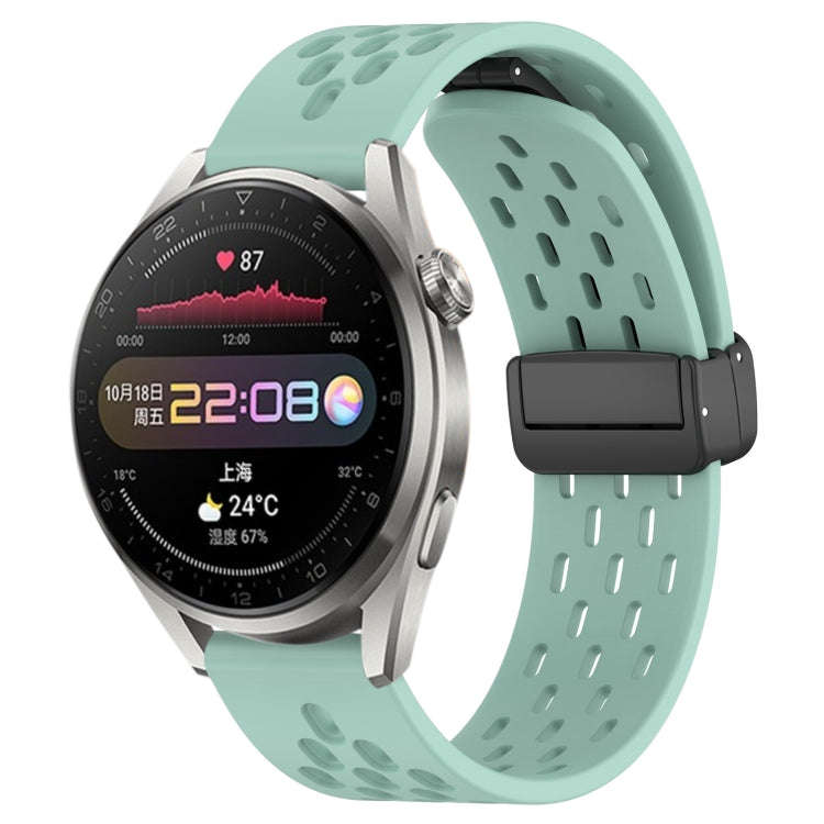 For Huawei Watch 3 Pro 22mm Folding Magnetic Clasp Silicone Watch Band(Teal)