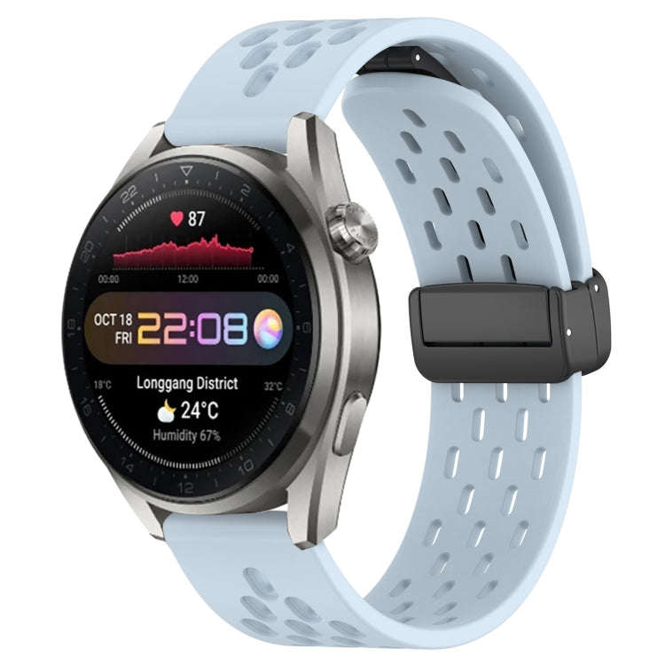 For Huawei Watch 3 Pro New 22mm Folding Magnetic Clasp Silicone Watch Band(Light Blue)
