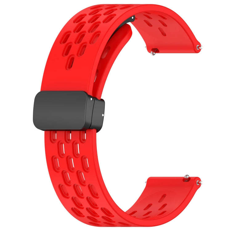 For Samsung Galaxy Watch3 41mm 20mm Folding Magnetic Clasp Silicone Watch Band(Red)