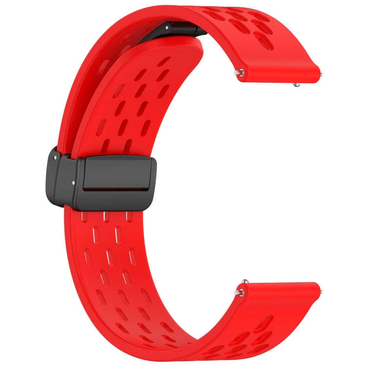 For Samsung Galaxy Watch3 41mm 20mm Folding Magnetic Clasp Silicone Watch Band(Red)