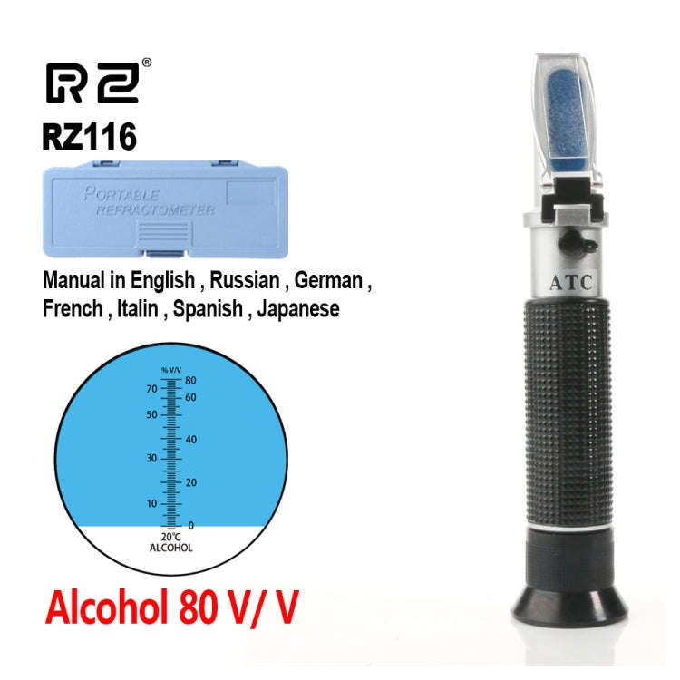 RZ116 Refractometer Alcohol Portable Automatic Digital Refractometer 0-80 Glycol Handheld Atc Bri...