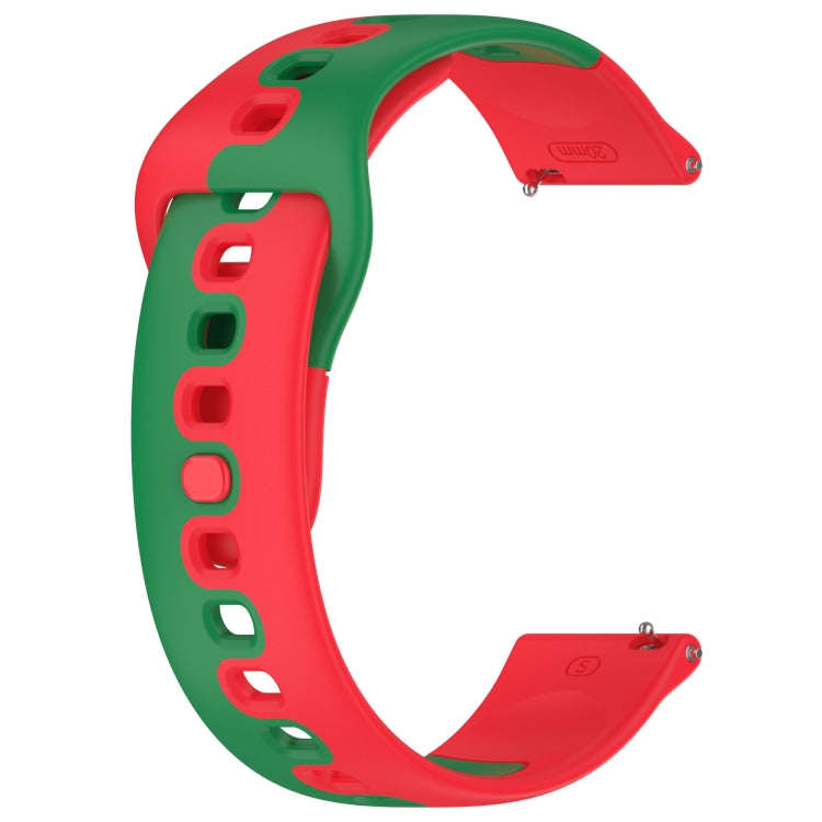 For Garmin Forerunner 645 20mm Double Color Silicone Watch Band(Red+Green)