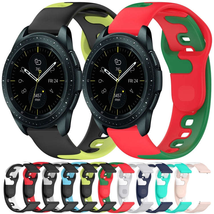 For Samsung Galaxy Watch Active 2 44mm 20mm Double Color Silicone Watch Band(Blue+White)