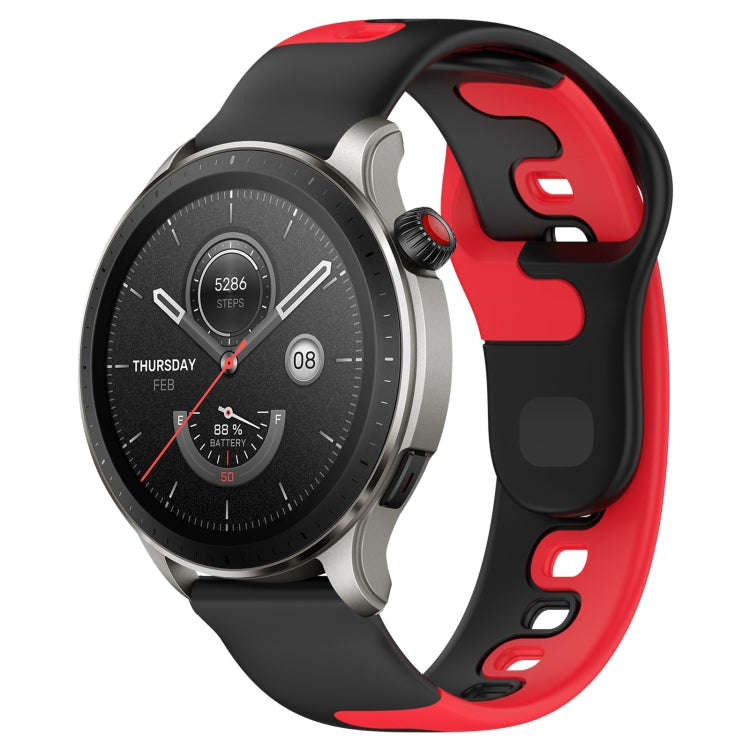 For Amazfit GTR 4 Pro 22mm Double Color Silicone Watch Band(Black+Red)