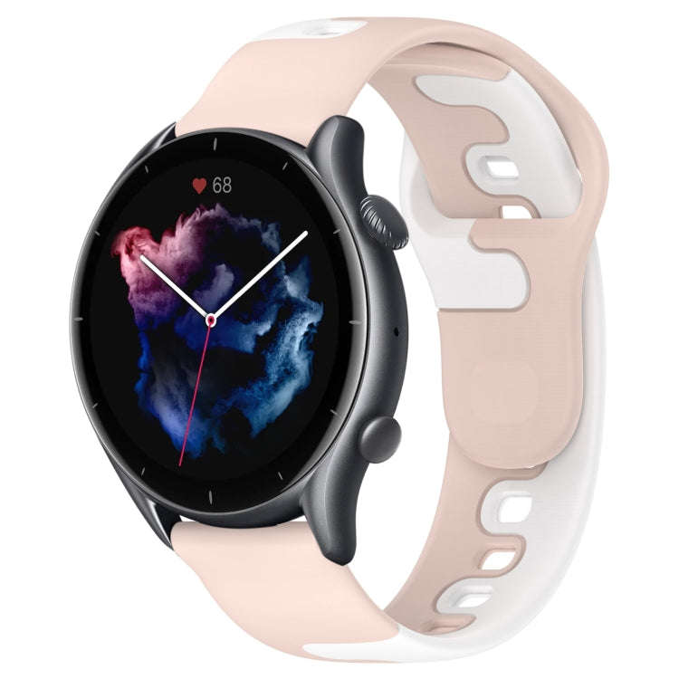 For Amazfit GTR 3 22mm Double Color Silicone Watch Band(Pink+White)