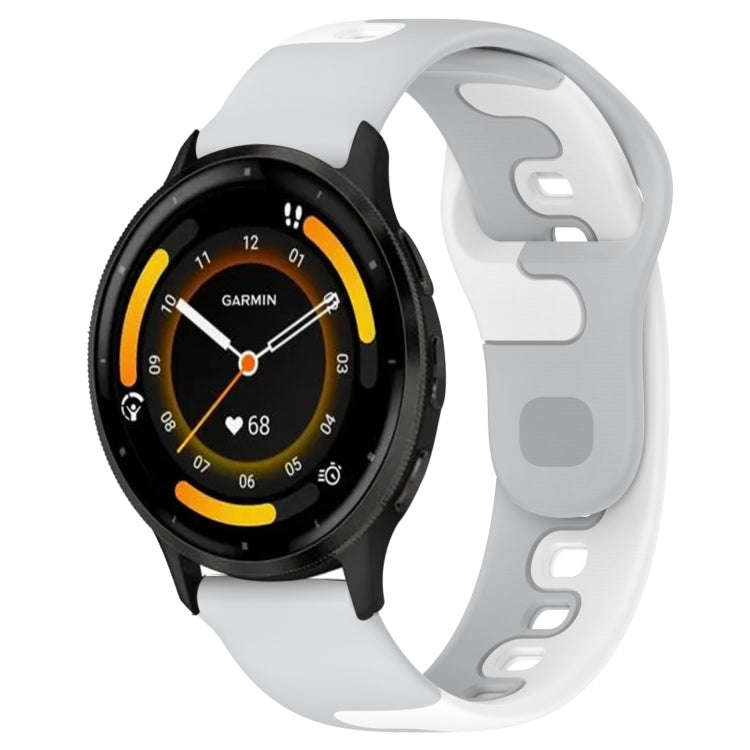 For Garmin Vivoactive 4 22mm Double Color Silicone Watch Band(Grey+White)