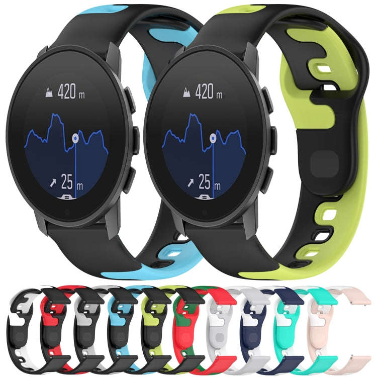 For SUUNTO 9 Peak Pro 22mm Double Color Silicone Watch Band(Grey+White)