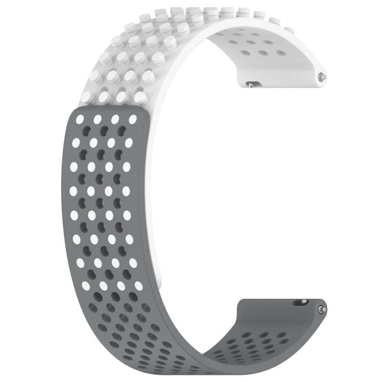 For Garmin Approach S40 20mm Holes Breathable 3D Dots Silicone Watch Band(White+Grey)