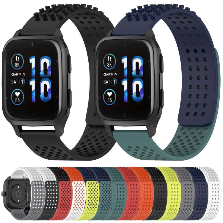 For Garmin Venu 20mm Holes Breathable 3D Dots Silicone Watch Band(White+Grey)