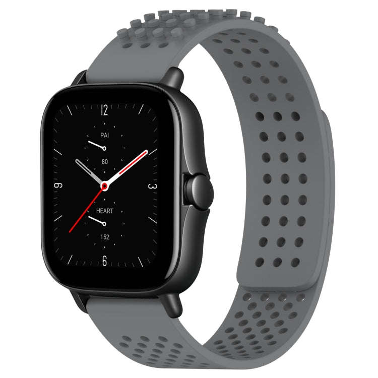 For Amazfit GTS 2E 20mm Holes Breathable 3D Dots Silicone Watch Band(Grey)