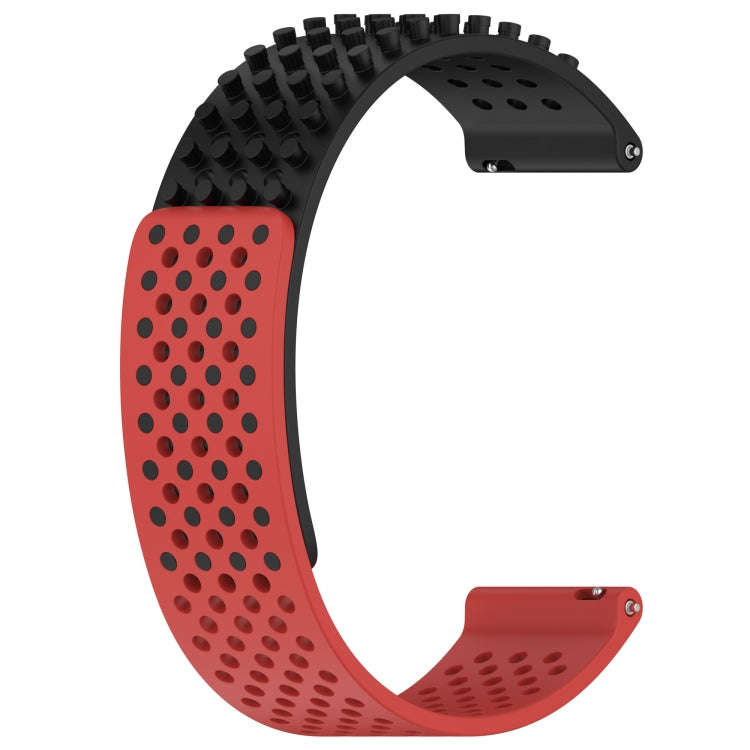 For Amazfit Pop Pro 20mm Holes Breathable 3D Dots Silicone Watch Band(Black+Red)