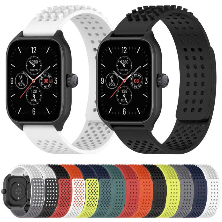 For Amazfit GTS 2 20mm Holes Breathable 3D Dots Silicone Watch Band(Black)