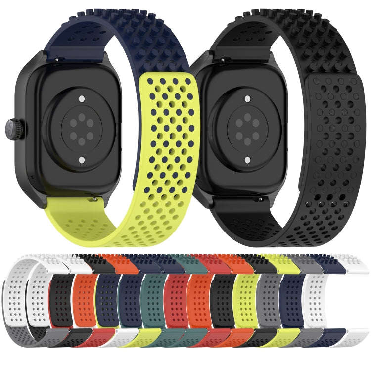 For Amazfit GTS 2 20mm Holes Breathable 3D Dots Silicone Watch Band(Black)
