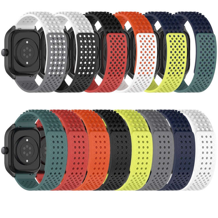 For Amazfit Pop 20mm Holes Breathable 3D Dots Silicone Watch Band(Lime Green)