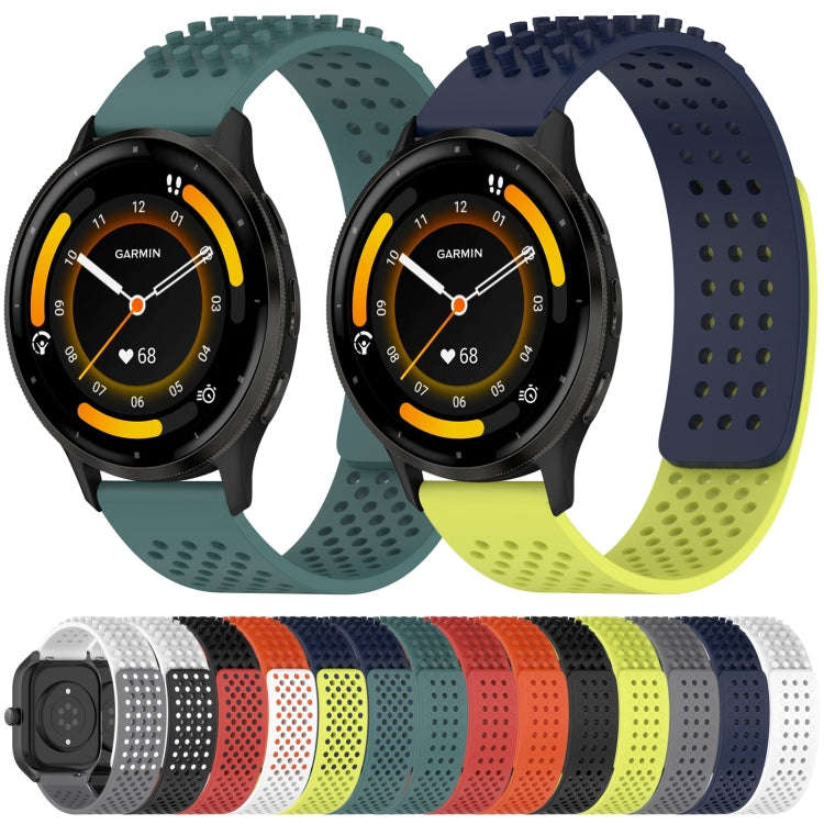 For Garmin Forerunner 255 22mm Holes Breathable 3D Dots Silicone Watch Band(Red)