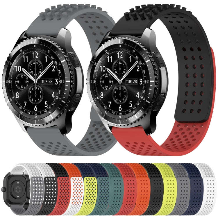 For Samsung Gear S3 Classic 22mm Holes Breathable 3D Dots Silicone Watch Band(Black)
