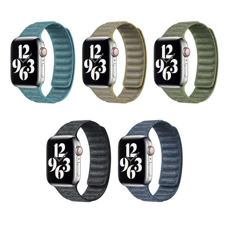 For  Apple Watch 3 42mm Denim Magnetic Watch Band(Cyan)