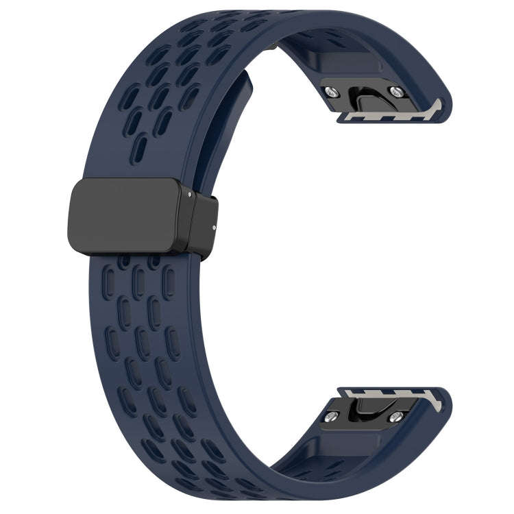 For Garmin Fenix 6S Hole Folding Buckle 20mm Silicone Watch Band(Midnight Blue)